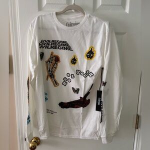 Civil Regime Rebel Youth Men’s White Graphic Long Sleeve Shirt Size Small  BNWT